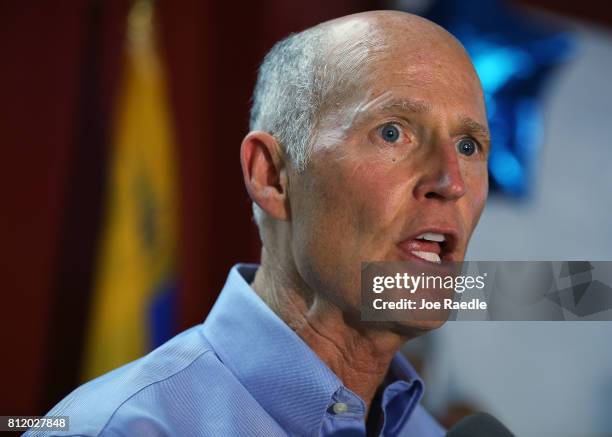 Florida Governor Rick Scott speaks as he holds a Venezuelan Freedom Rally at El Arepazo 2 restaurant on July 10, 2017 in Miami, Florida. Governor...