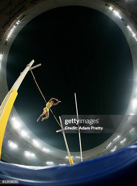 Tang Zhanggui of China in action during the mens pole vault during the Good Luck Beijing 2008 China Athletics Open at National Stadium on May 22,...