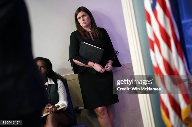 Deputy White House Press Secretary Sarah Huckabee Sanders attends a press briefing at the White House on July 10, 2017 in Washington, DC. Sanders...