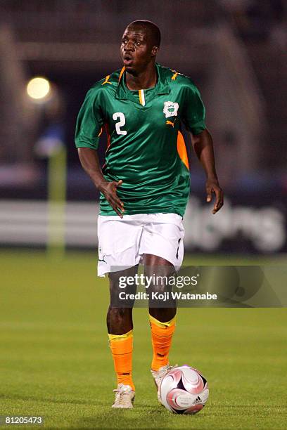 Kanga Akale of Ivory Coast in action during Kirin Cup match between Ivory Coast and Paraguay at Nippatsu Mitsuzawa Stadium on May 22, 2008 in...