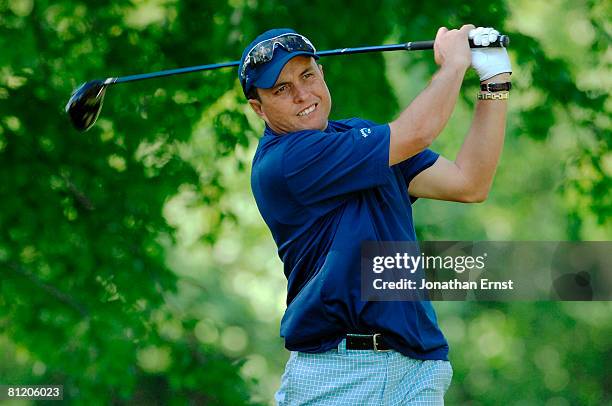 Scott Gardiner plays his shot from the 8th tee during round one of the Nationwide Tour Melwood Prince George's County Open at the Country Club at...
