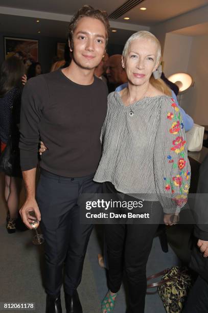 Tomas Auksas and Annie Lennox attend a special screening of "In This Climate" hosted by Liberatum and Kinetik, supported by Amanda Eliasch, at...