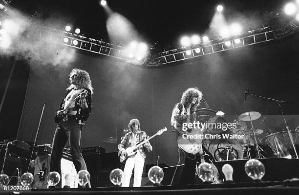 Robert Plant, John Paul Jones and Jimmy Page of Led Zeppelin 1975