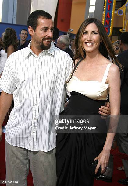 Actor Adam Sandler and wife Jackie Sandler arrive at the "I Now Pronounce You Chuck and Larry" premiere at the Gibson Amphitheatre and CityWalk...