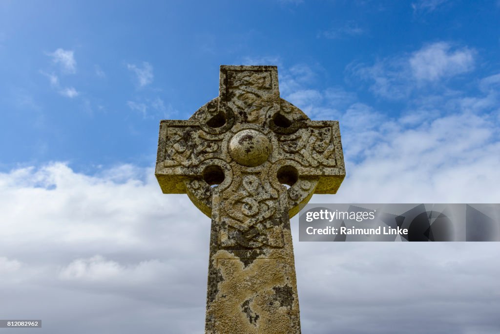Celtic cross of an abandoned cemetery, Isle of Skye, Scotland, United Kingdom