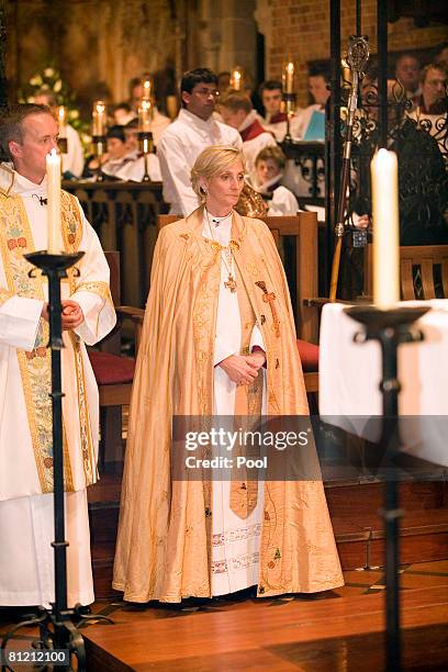 The Right Reverend Kay Goldsworthy looks on during her consecration service at Government House on May 22, 2008 in Perth, Australia. Archdeacon...