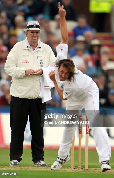 Australian cricket umpire Darrell Hair umpires on the first day of the second Test match between England and New Zealand at Old Trafford, Manchester,...