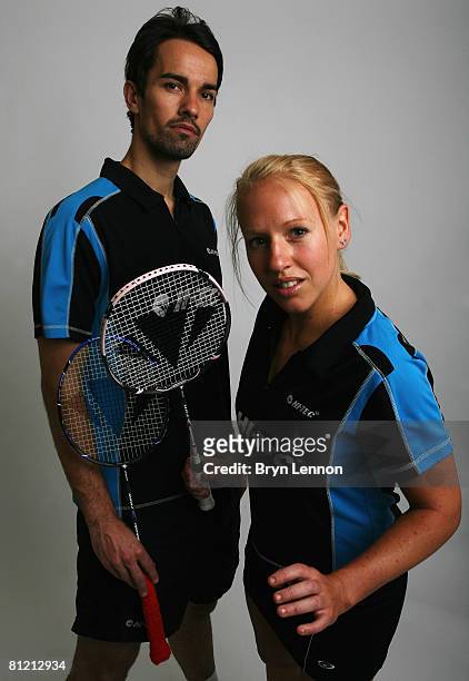 Olympic Mixed Doubles pairing Nathan Robertson and Gail Emms pose for a photo prior to a training session at the National Badminton Centre on May 22,...