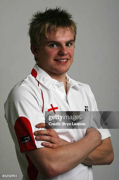 Marcus Ellis poses for a photo prior to a training session at the National Badminton Centre on May 22, 2008 in Milton Keynes, England.