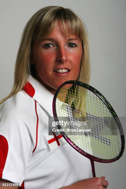 Olympic Ladies Singles playerTracey Hallam poses for a photo prior to a training session at the National Badminton Centre on May 22, 2008 in Milton...