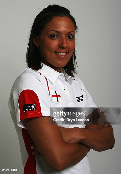 Elizabeth Cann poses for a photo prior to a training session at the National Badminton Centre on May 22, 2008 in Milton Keynes, England.
