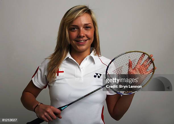 Gabrielle White poses for a photo prior to a training session at the National Badminton Centre on May 22, 2008 in Milton Keynes, England.