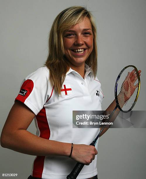 Gabrielle White poses for a photo prior to a training session at the National Badminton Centre on May 22, 2008 in Milton Keynes, England.