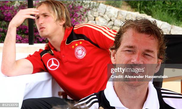 Rene Adler of Germany and his team mate Jens Lehmann are seen during the media day at the Son Muntaner Golf Club on May 23, 2008 in Mallorca, Spain.