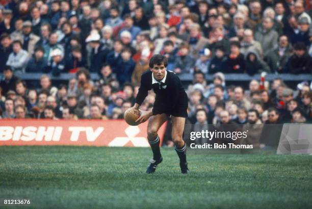 New Zealand rugby fullback Robbie Deans of the All Blacks in action against England at Twickenham, 19th November 1983. England won the match 15-9.