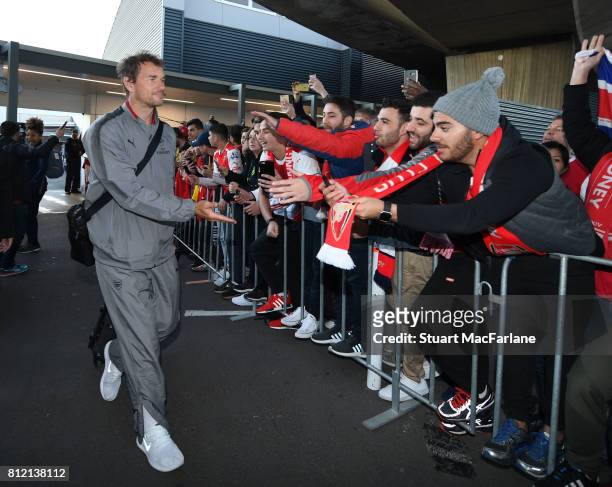 1st team coach Jens Lehmann meets Arsenal fans at Sydney airport on July 11, 2017 in Sydney, New South Wales.