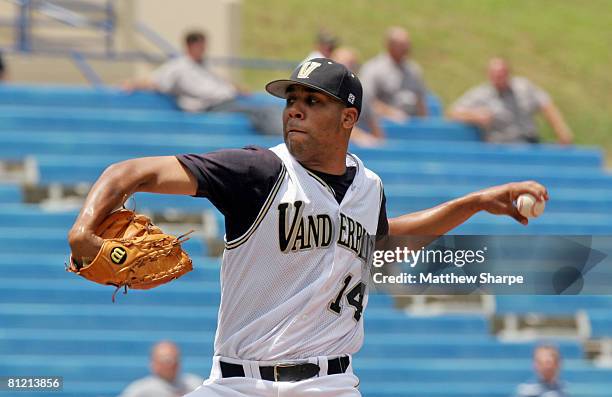 Vaderbilt ace David Price pitches against Mississippi State in the SEC Baseball Tournament at Regions Park in Hoover, Alabama on Thursday, May 24,...