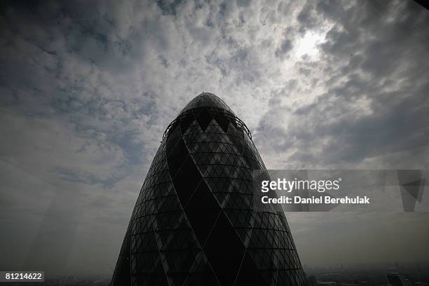 The building 30 St Mary's Axe, nicknamed The Gherkin is seen on May 23, 2008 in London, England. The building is 180 metres tall, making it the...