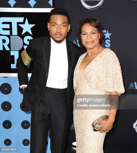 Chance The Rapper and his mother Lisa Bennett attend the 2017 BET Awards at Microsoft Theater on June 25, 2017 in Los Angeles, California.