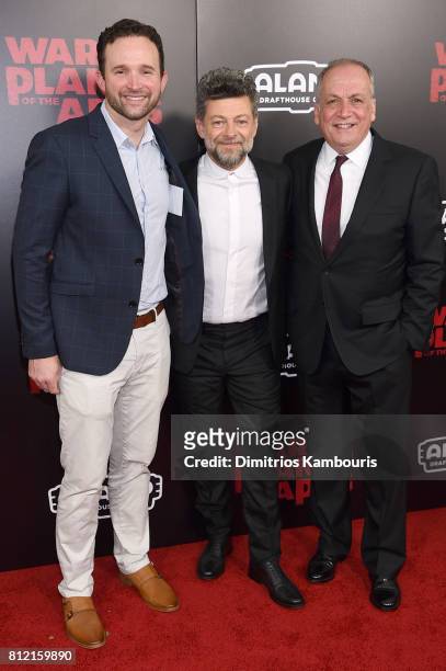 Supervisor Dan Lemmon, Actor Andy Serkis and Sr. VFX Supervisor Joe Letteri attend the "War For The Planet Of The Apes" New York Premiere at SVA...