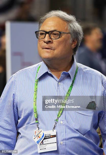 Miami Marlins owner Jeffrey Loria attends Gatorade All-Star Workout Day ahead of the 88th MLB All-Star Game at Marlins Park on July 10, 2017 in...