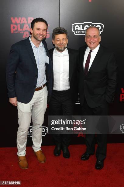 Supervisor Dan Lemmon, Andy Serkis and Sr. VFX Supervisor Joe Letteri attend the "War for the Planet Of The Apes" New York Premiere at SVA Theater on...