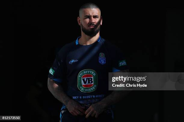 Nathan Peats walks out for the New South Wales Blues State of Origin training session at Cbus Super Stadium on July 11, 2017 in Gold Coast, Australia.