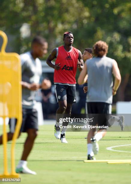 Paul Pogba of the Manchester United during a training session for Tour 2017 at UCLA's Drake Stadium July 10 in Los Angeles, California.