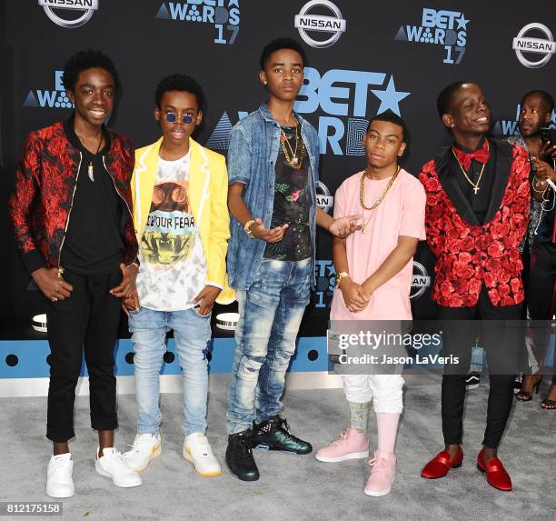 Caleb McLaughlin, Myles Truitt, Jahi Di'Allo Winston, Dante Hoagland and Tyler Marcel Williams of 'The New Edition Story' attend the 2017 BET Awards...