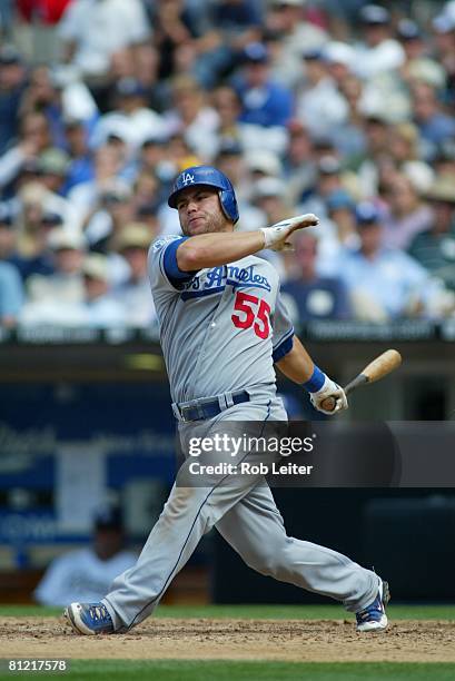 Russell Martin of the Los Angeles Dodgers swings during the game against the San Diego Padres at Petco Park in San Diego, California on April 5,...