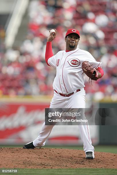 Francisco Cordero of the Cincinnati Reds pitches during the game against the Arizona Diamondbacks at Great American Ball Park in Cincinnati, Ohio on...