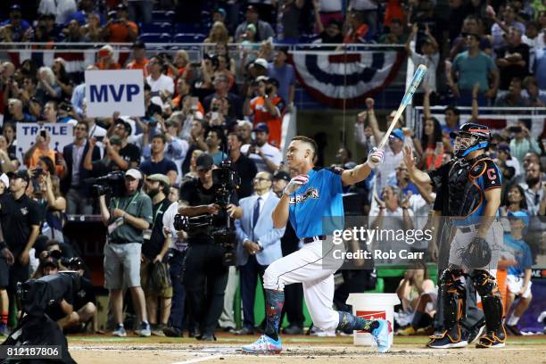 Aaron Judge of the New York Yankees competes in the T-Mobile Home Run Derby at Marlins Park on July 10, 2017 in Miami, Florida.