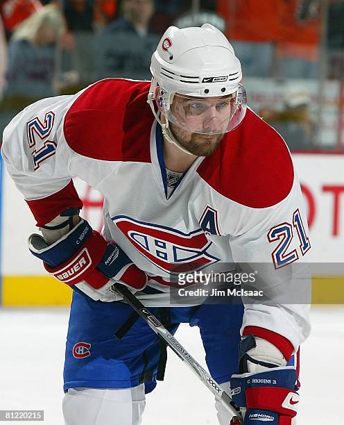 Christopher Higgins of the Montreal Canadiens skates against the Philadelphia Flyers during Game 4 of the Eastern Conference Semifinals of the 2008...
