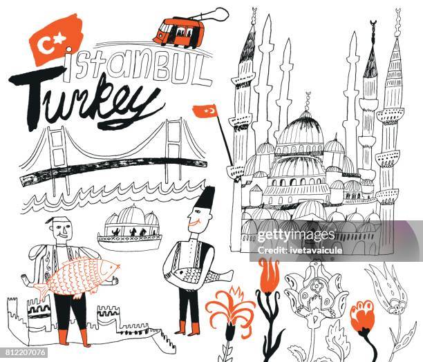 ilustraciones, imágenes clip art, dibujos animados e iconos de stock de estambul, turquía - bandera turca