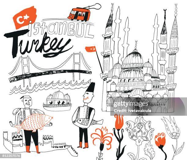 istanbul in turkey - turkish people stock illustrations