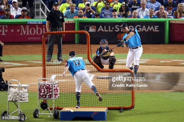 Gary Sanchez of the New York Yankees bats during the 2017 T-Mobile Home Run Derby at Marlins Park on Monday, July 10, 2017 in Miami, Florida.