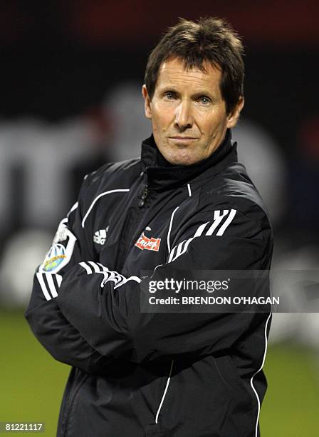 Coach of the Canterbury Crusaders, Robbie Deans, and soon to be coach of Australia Rugby, looks on during the Crusaders vs Wellington Hurricanes...