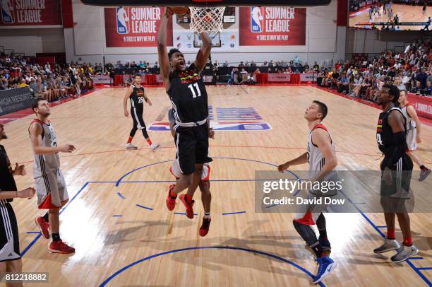 Alpha Kaba of the Atlanta Hawks dunks against the Chicago Bulls during the 2017 Las Vegas Summer League on July 10, 2017 at the Cox Pavilion in Las...