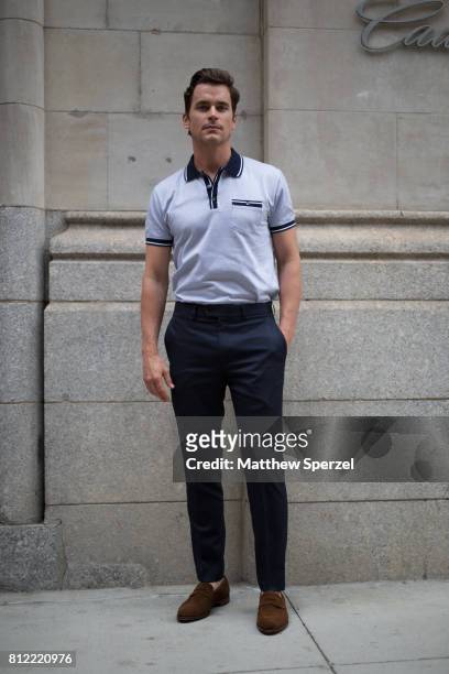 Matt Bomer is seen attending Todd Snyder during Men's New York Fashion Week wearing Todd Snyder on July 10, 2017 in New York City.