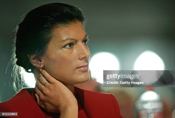 Sahra Wagenknecht, MEP and prominent member of the comunist platform of the German left-wing-party Die Linke, is seen at the party convention on May...