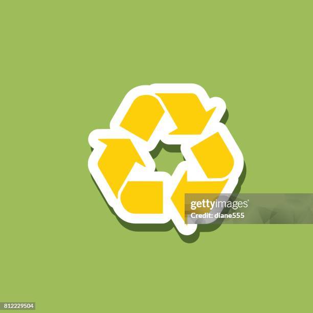 environment nature icon sticker with shadow - recycle icon stock illustrations