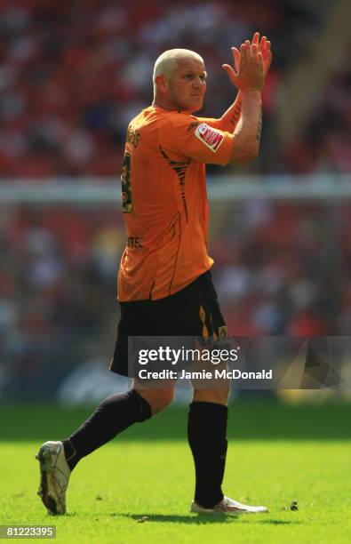 Dean Windass of Hull City applauds the fans as he is substituted during the Coca Cola Championship Playoff Final match between Hull City and Bristol...