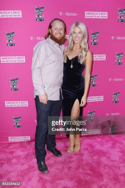 Justin Turner and Kourtney Elizabeth arrive at the T-Mobile Presents Derby After Dark at Faena Forum on July 10, 2017 in Miami Beach, Florida.
