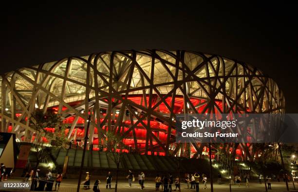 General view of the National Stadium, also known as the 'Bird's Nest' during day three of the Good Luck Beijing 2008 China Athletics Open at National...