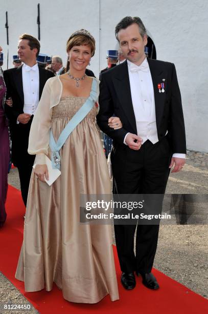 Princess Martha Louise and her husband Ari Behn depart after they attended the wedding between Prince Joachim of Denmark and Princess Marie of...