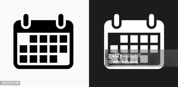 calendar icon on black and white vector backgrounds - calendar icon stock illustrations