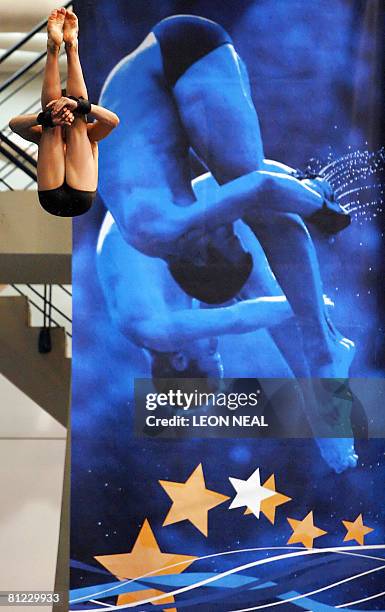 Tom Daley of Great Britain competes in the Men's platform semi-final on the second day of the 2nd FINA Diving World Series in Sheffield, on May 25,...