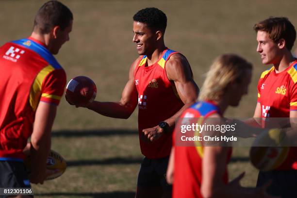 Touk Miller during a Gold Coast Suns AFL training session at Palm Beach Currumbin AFC on July 11, 2017 in Gold Coast, Australia.