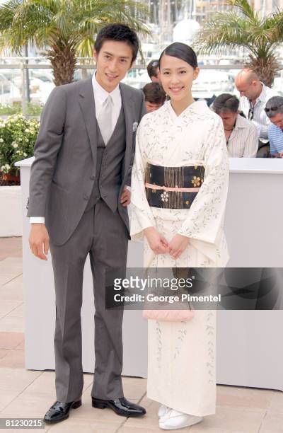 Actor, Yusuke Iseya and Actress, Yoshino Kimura attend the "Blindness" photocall during the 2008 Cannes Film Festival on May 14, 2008. In Cannes,...