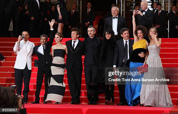 Jurors Apichatpong Weerasethakul, Richid Bouchareb, Natalie Portman, president Sean Penn, Alfonso Cuaron, Marjane Satrapi, Sergio Castellitto, Jeanne...